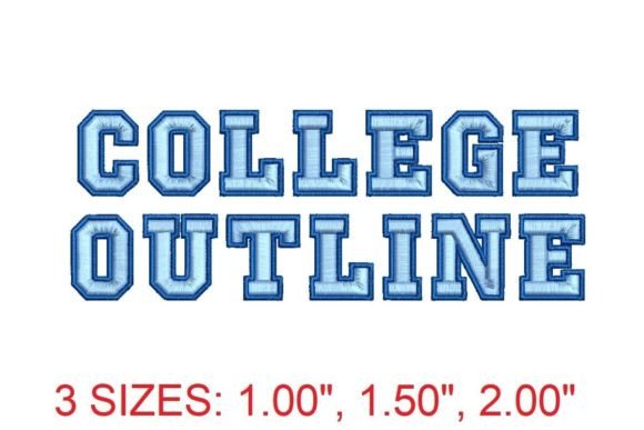 College Outline Embroidery Font